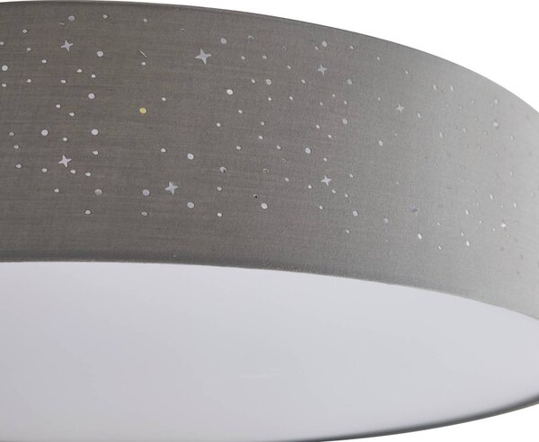 Lampa sufitowa LED Ellamina Lindby, możliwość ściemniania, aluminiowy / szary / cynkowy, salon / jadalnia, tkanina / materiał / jedwab, nowoczesny