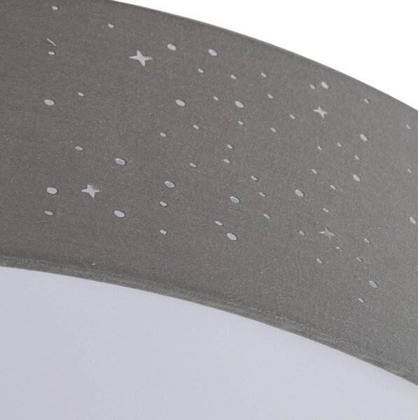 Lampa sufitowa LED Ellamina Lindby, możliwość ściemniania, aluminiowy / szary / cynkowy, salon / jadalnia, tkanina / materiał / jedwab, nowoczesny