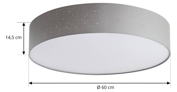 Lampa sufitowa LED Ellamina Lindby, możliwość ściemniania, aluminiowy / szary / cynkowy, salon / jadalnia, tkanina / materiał / jedwab, nowoczesny