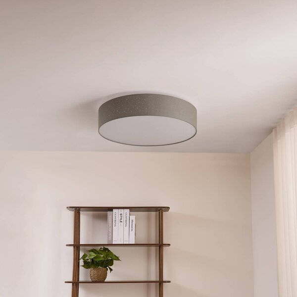 Lampa sufitowa LED Ellamina Lindby, możliwość ściemniania, aluminiowy / szary / cynkowy, salon / jadalnia, tkanina / materiał / jedwab, nowoczesny