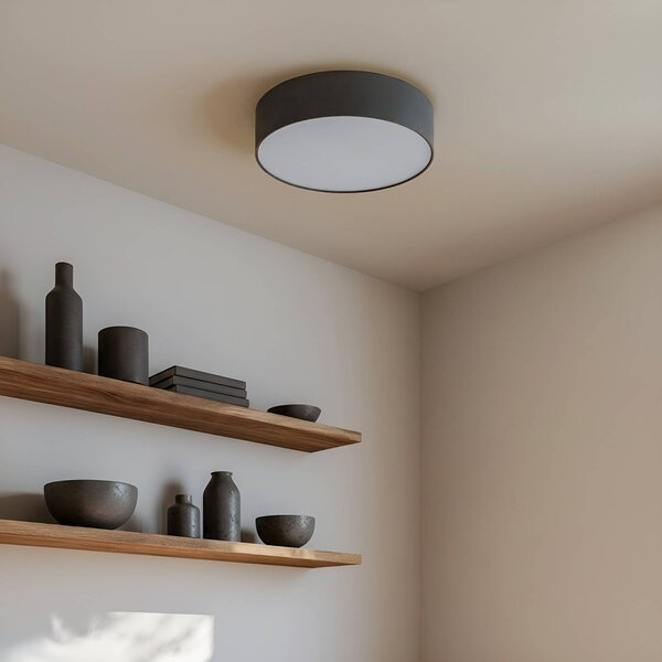 Lampa sufitowa Sebatin Lindby, możliwość ściemniania, aluminiowy / szary / cynkowy, sypialnia, tkanina / materiał / jedwab, nowoczesny