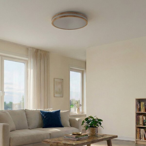 Lampa sufitowa Emiva Lindby, możliwość ściemniania, jasne drewno, salon / jadalnia, drewno, nowoczesny