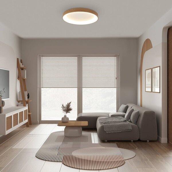 Mantra Iluminación Lampa sufitowa LED Niseko II, możliwość ściemniania, jasne drewno, salon / jadalnia, aluminium, nowoczesny