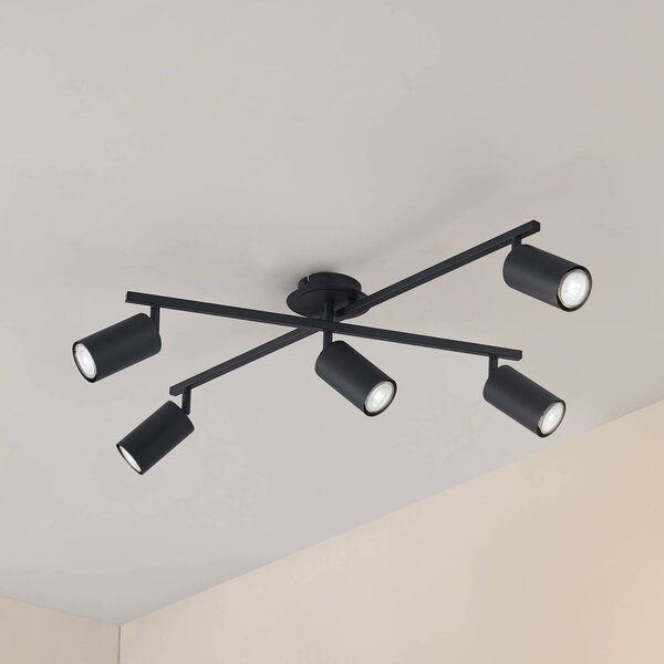 Lampa sufitowa Lindby Joffrey, 78 cm, czarna, 5-punktowa, GU10 Joffrey Lindby, możliwość ściemniania, czarny, salon / jadalnia, aluminium, nowoczesny