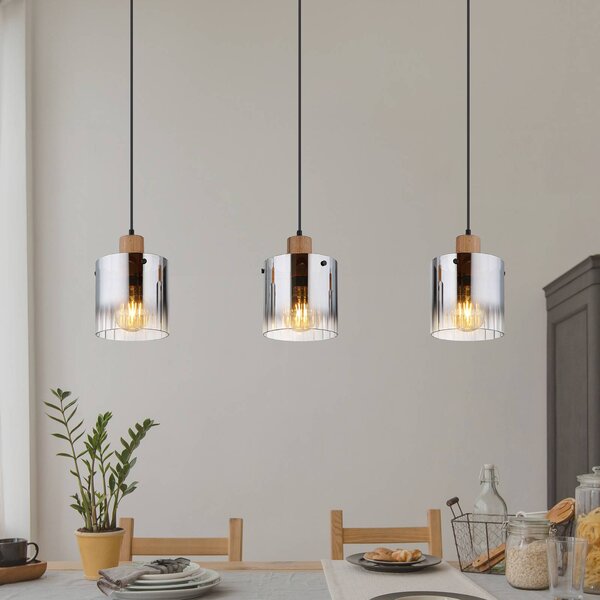 Globo Lampa wisząca Underwood, możliwość ściemniania, aluminiowy / szary / cynkowy, salon / jadalnia, szkło