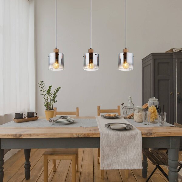 Globo Lampa wisząca Underwood, możliwość ściemniania, aluminiowy / szary / cynkowy, salon / jadalnia, szkło