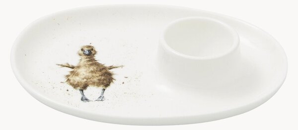 Talerzyk na jajko z porcelany kostnej Duck
