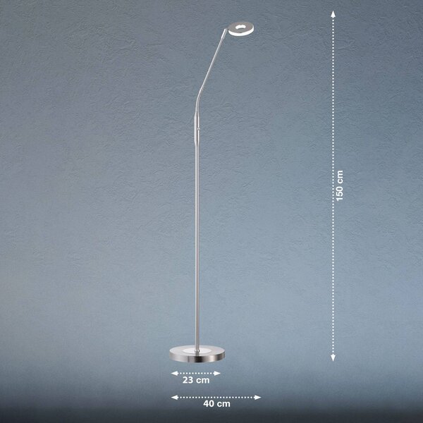 FISCHER & HONSEL Lampa stojąca LED Dent, możliwość ściemniania, aluminiowy / szary / cynkowy, salon / jadalnia, metal, nowoczesny