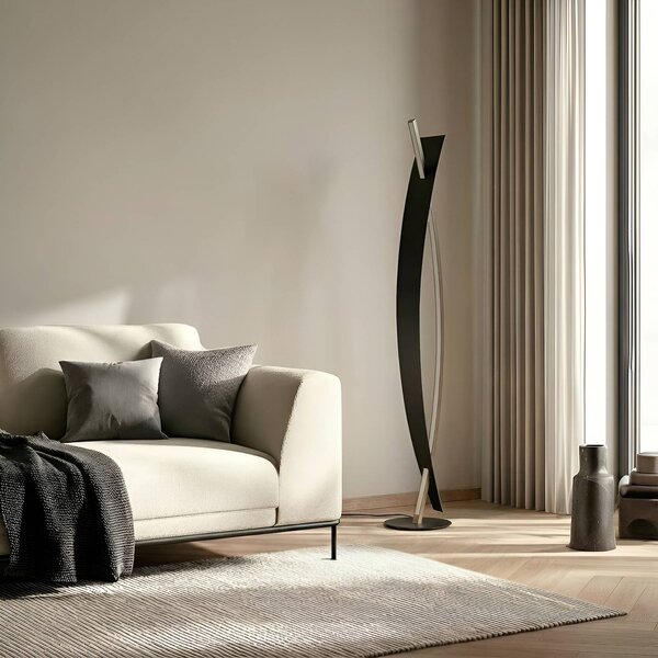 Lampa stojąca LED Marija Lucande, możliwość ściemniania, czarny, salon / jadalnia, metal, nowoczesny