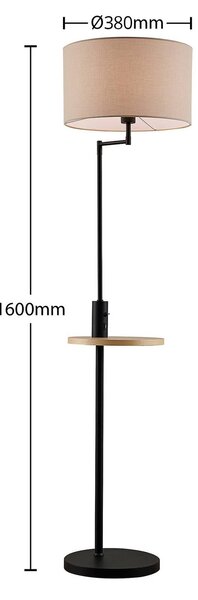 Lampa stojąca Zinia Lindby, czarny, salon / jadalnia, metal, nowoczesny