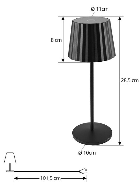 Lindby lampa stołowa LED Esali, czarny, metal, IP65 Esali Lindby, możliwość ściemniania, czarny, salon / jadalnia, aluminium, nowoczesny