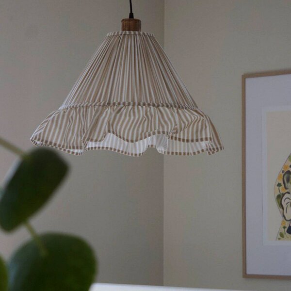 PR Home Lampa wisząca Estrid, możliwość ściemniania, kremowy / amber, salon / jadalnia, tkanina / materiał / jedwab, dworkowy / rustykalny