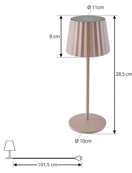 Lindby lampa stołowa LED Esali, beżowa, metal, IP65 Esali Lindby, możliwość ściemniania, kremowy / amber, salon / jadalnia, aluminium, nowoczesny