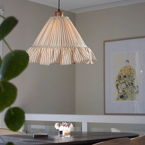 PR Home Lampa wisząca Estrid, możliwość ściemniania, kremowy / amber, salon / jadalnia, tkanina / materiał / jedwab, dworkowy / rustykalny