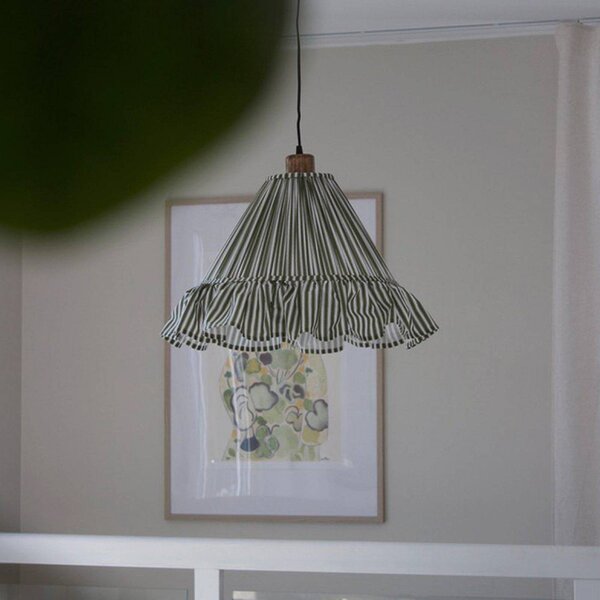 PR Home Lampa wisząca Estrid, możliwość ściemniania, zielony, salon / jadalnia, tkanina / materiał / jedwab, dworkowy / rustykalny