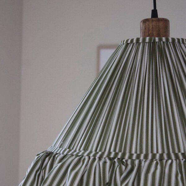 PR Home Lampa wisząca Estrid, możliwość ściemniania, zielony, salon / jadalnia, tkanina / materiał / jedwab, dworkowy / rustykalny