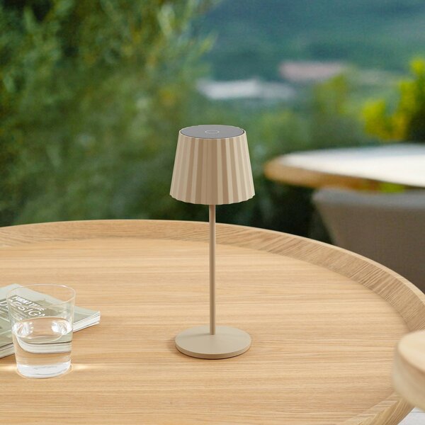 Lindby lampa stołowa LED Esali, beżowa, metal, IP65 Esali Lindby, możliwość ściemniania, kremowy / amber, salon / jadalnia, aluminium, nowoczesny