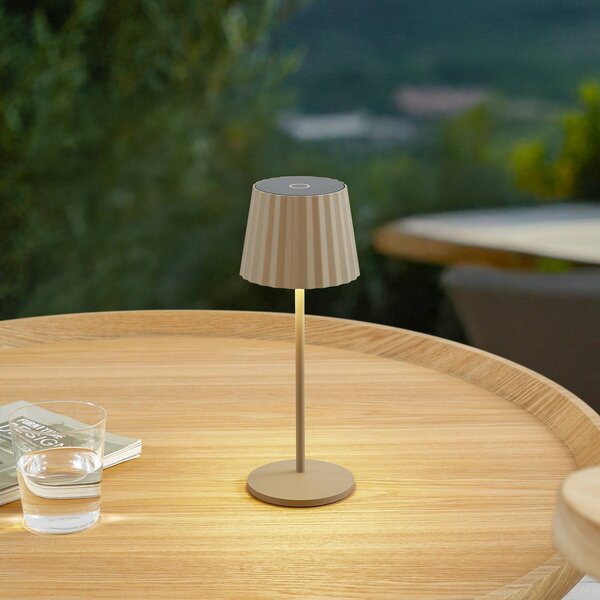 Lindby lampa stołowa LED Esali, beżowa, metal, IP65 Esali Lindby, możliwość ściemniania, kremowy / amber, salon / jadalnia, aluminium, nowoczesny