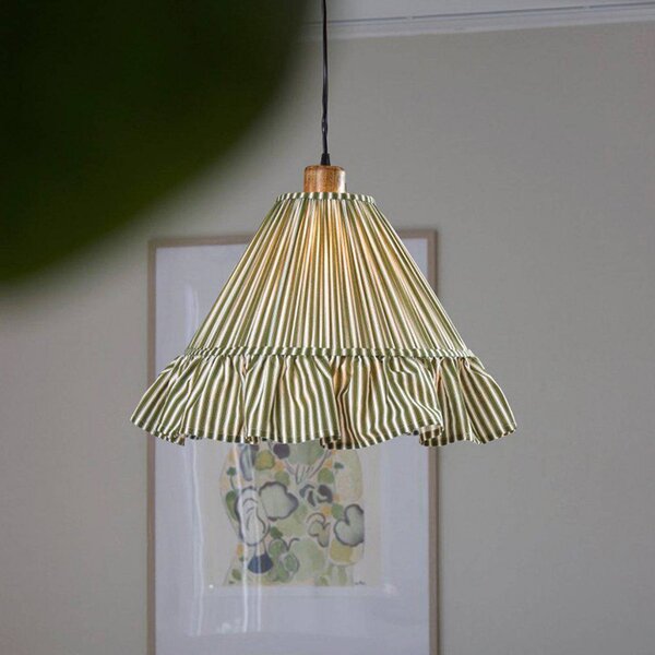 PR Home Lampa wisząca Estrid, możliwość ściemniania, zielony, salon / jadalnia, tkanina / materiał / jedwab, dworkowy / rustykalny