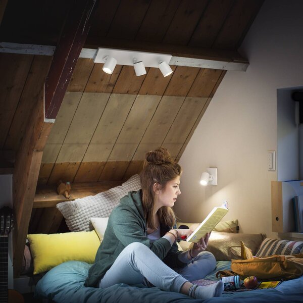 Philips Hue Spot LED Runner, 3-punktowa, ściemniacz, biały możliwość ściemniania, biały / opal, salon / jadalnia, aluminium, nowoczesny