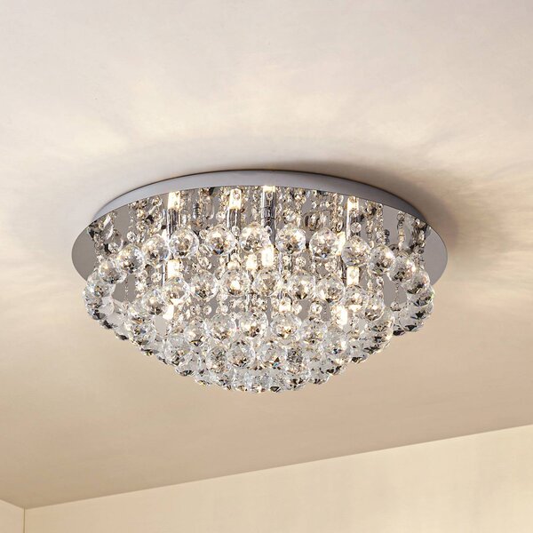 Lampa sufitowa kryształowa Antonino Lindby, możliwość ściemniania, chromowy / srebrny, salon / jadalnia, kryształ, nowoczesny