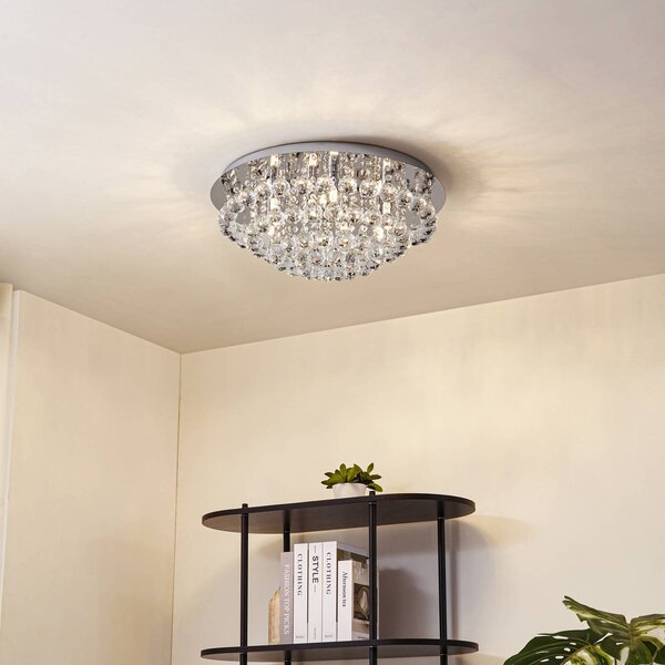 Lampa sufitowa kryształowa Antonino Lindby, możliwość ściemniania, chromowy / srebrny, salon / jadalnia, kryształ, nowoczesny