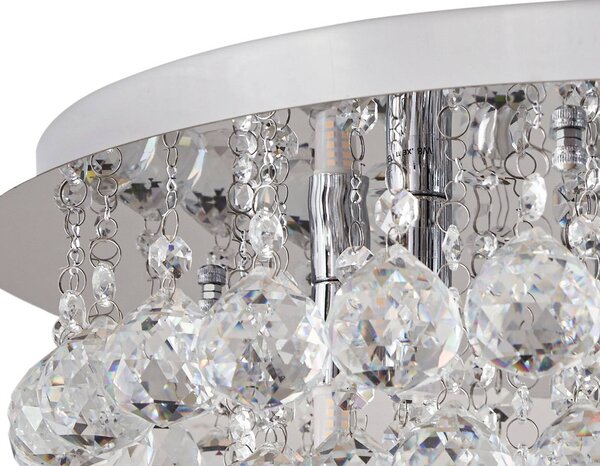 Lampa sufitowa kryształowa Antonino Lindby, możliwość ściemniania, chromowy / srebrny, salon / jadalnia, kryształ, nowoczesny