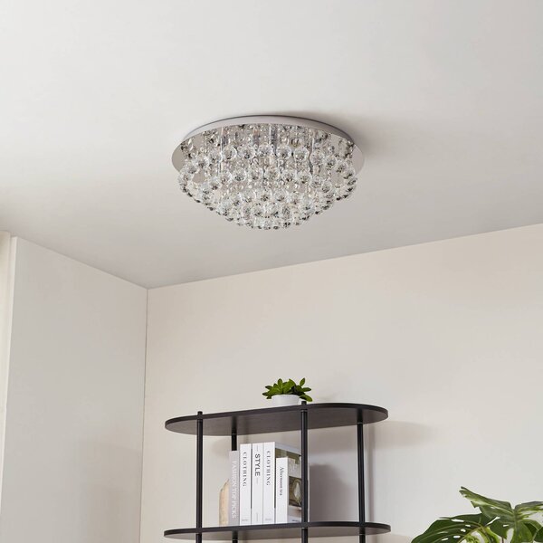 Lampa sufitowa kryształowa Antonino Lindby, możliwość ściemniania, chromowy / srebrny, salon / jadalnia, kryształ, nowoczesny