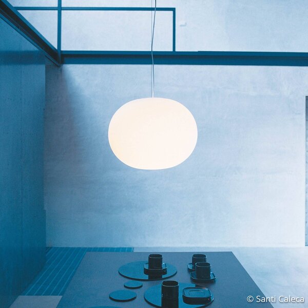 FLOS Lampa wisząca designerska GLO-BALL, możliwość ściemniania, biały / opal, salon / jadalnia, szkło, design