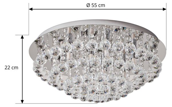 Lampa sufitowa kryształowa Antonino Lindby, możliwość ściemniania, chromowy / srebrny, salon / jadalnia, kryształ, nowoczesny