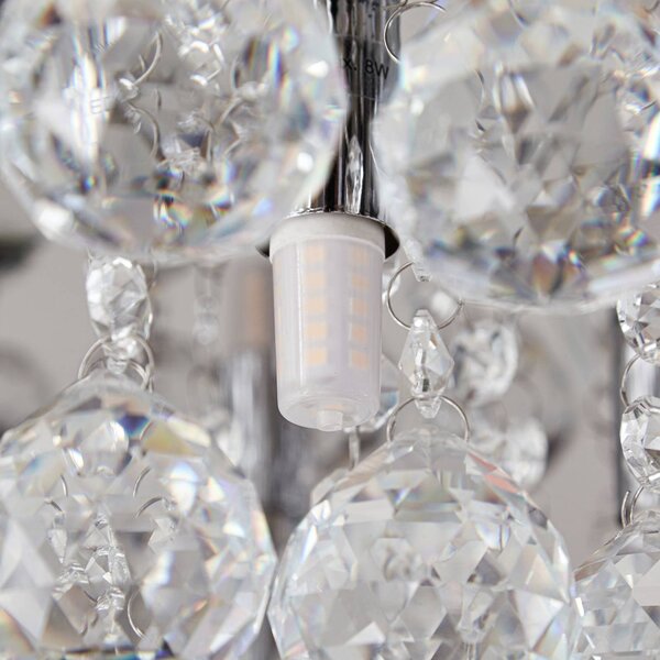 Lampa sufitowa kryształowa Antonino Lindby, możliwość ściemniania, chromowy / srebrny, salon / jadalnia, kryształ, nowoczesny