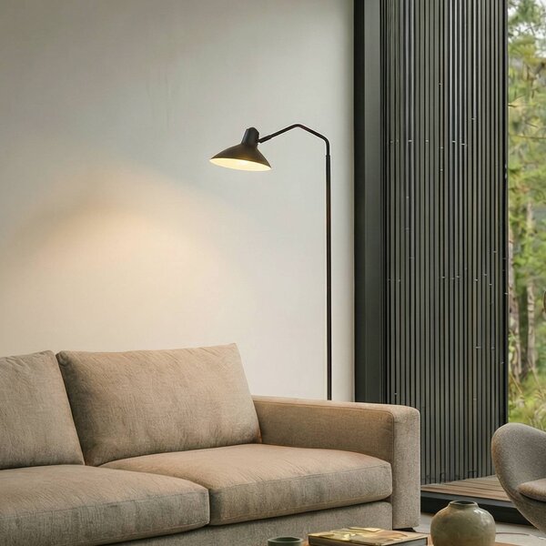 Lampa stojąca Adrik Lindby, czarny, salon / jadalnia, metal, nowoczesny