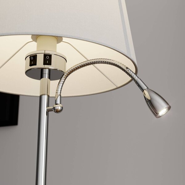 Lampa stojąca Benjiro Lindby, biały / opal, salon / jadalnia, tkanina / materiał / jedwab, nowoczesny