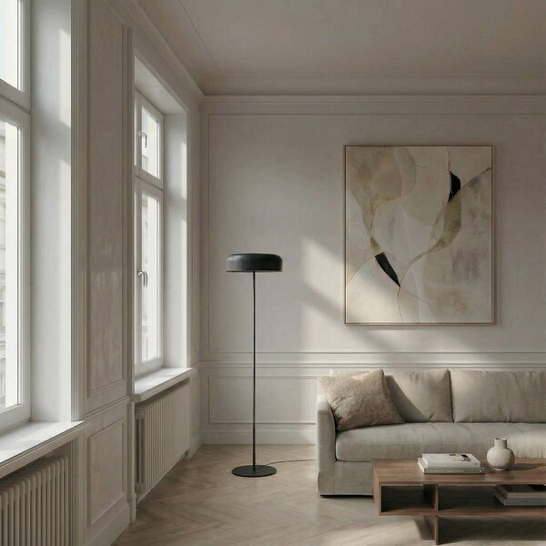 Lampa stojąca Edion Lindby, czarny, salon / jadalnia, metal, nowoczesny
