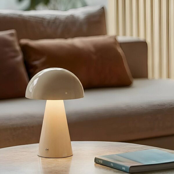 Lampa stołowa LED Nevijo Lindby, możliwość ściemniania, kremowy / amber, salon / jadalnia, metal, nowoczesny