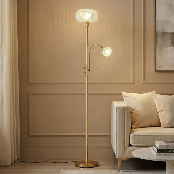Lampa stojąca Aliette Lindby, mosiężny / złoty, salon / jadalnia, metal, nowoczesny