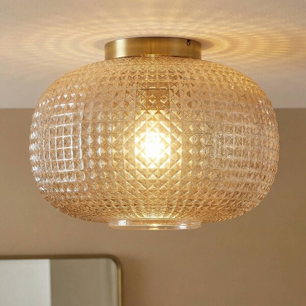 Lampa sufitowa Hildur Lindby, możliwość ściemniania, kremowy / amber, salon / jadalnia, szkło