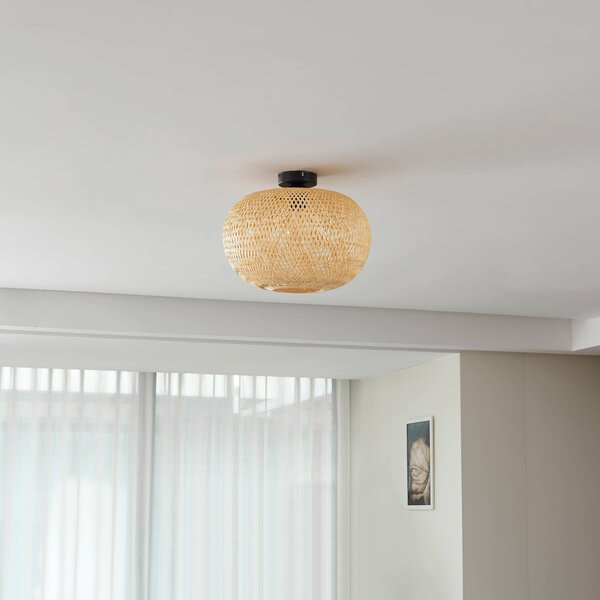 Lampa sufitowa Kessia Lindby, możliwość ściemniania, jasne drewno, salon / jadalnia, bambus, dworkowy / rustykalny