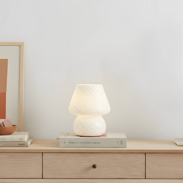 Lampa stołowa Andriana Lindby, biały / opal, salon / jadalnia, szkło, nowoczesny
