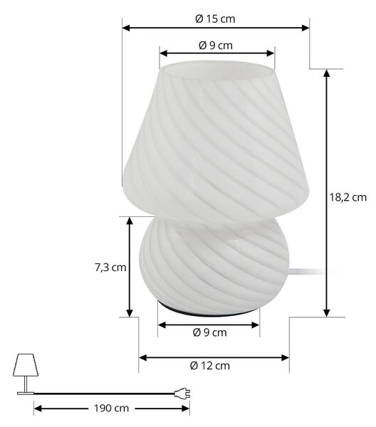 Lampa stołowa Andriana Lindby, biały / opal, salon / jadalnia, szkło, nowoczesny