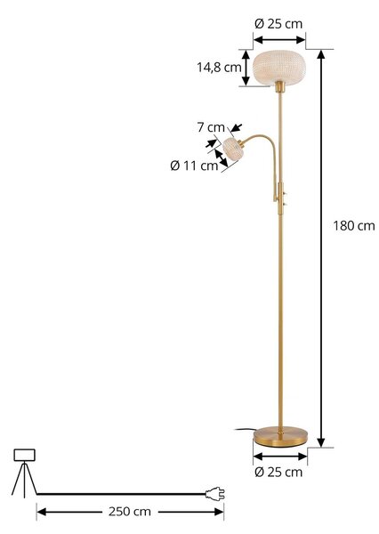 Lampa stojąca Aliette Lindby, mosiężny / złoty, salon / jadalnia, metal, nowoczesny
