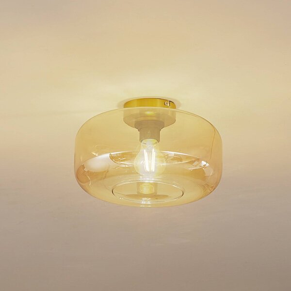 Lampa sufitowa Hildur Lindby, możliwość ściemniania, kremowy / amber, salon / jadalnia, szkło