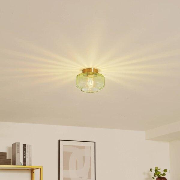 Lampa sufitowa Hildur Lindby, możliwość ściemniania, zielony, salon / jadalnia, szkło
