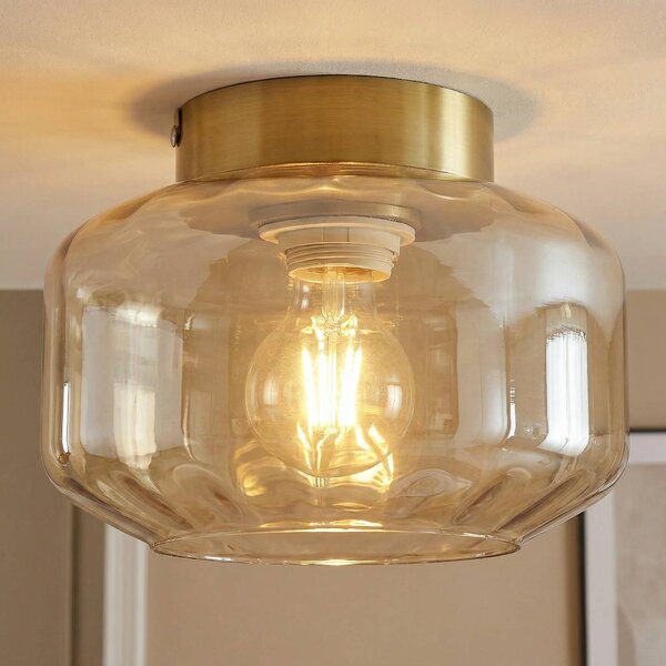 Lampa sufitowa Hildur Lindby, możliwość ściemniania, kremowy / amber, salon / jadalnia, szkło