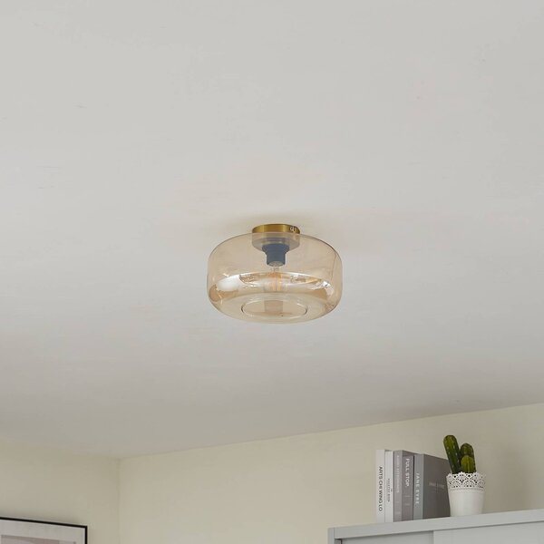 Lampa sufitowa Hildur Lindby, możliwość ściemniania, kremowy / amber, salon / jadalnia, szkło