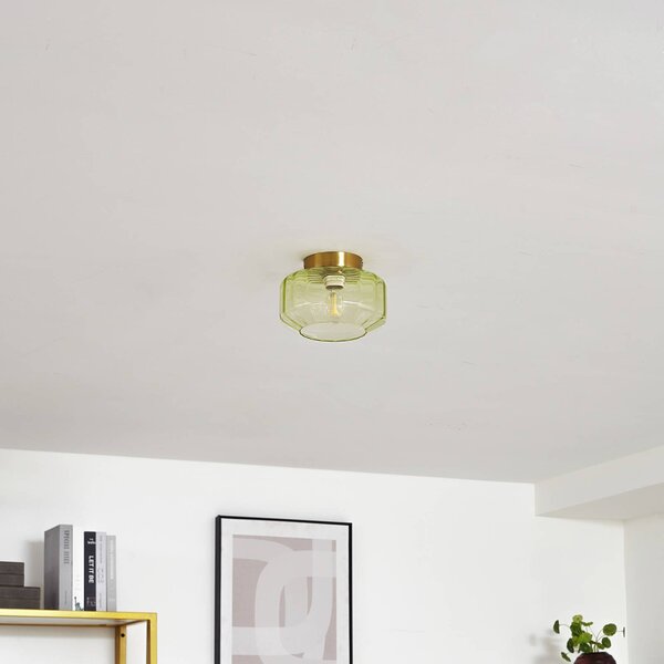 Lampa sufitowa Hildur Lindby, możliwość ściemniania, zielony, salon / jadalnia, szkło