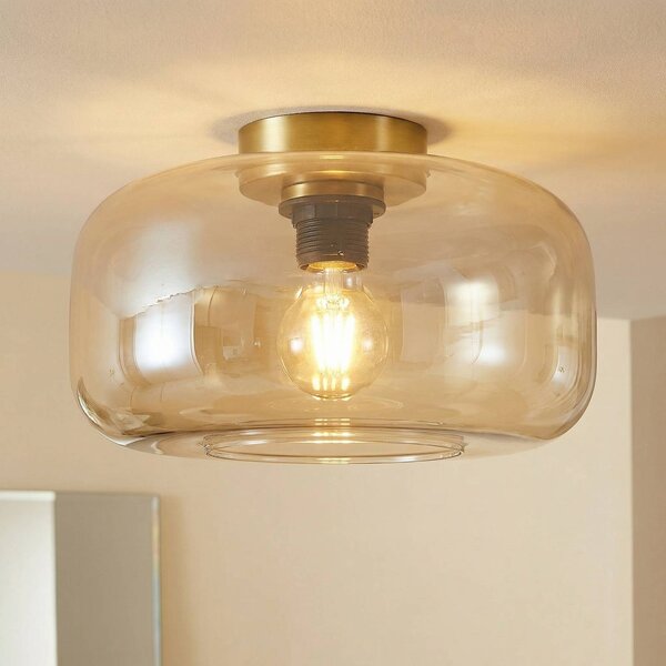 Lampa sufitowa Hildur Lindby, możliwość ściemniania, kremowy / amber, salon / jadalnia, szkło