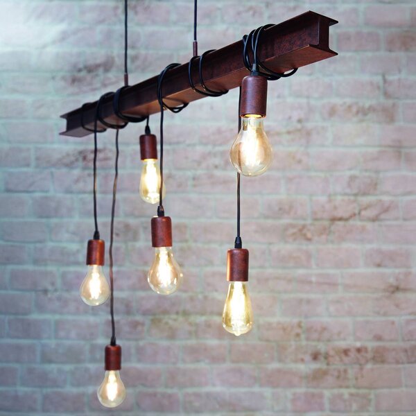 EGLO Lampa wisząca Townshend 4, możliwość ściemniania, brązowy / rdzawy, salon / jadalnia, metal, industrialny