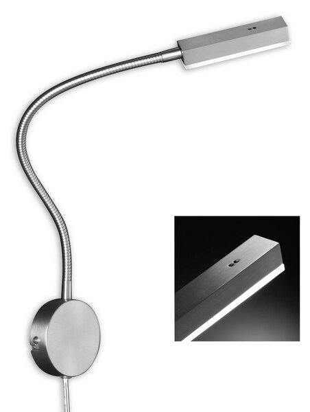 FISCHER & HONSEL Kinkiet LED Raik, możliwość ściemniania, aluminiowy / szary / cynkowy, sypialnia, metal, nowoczesny