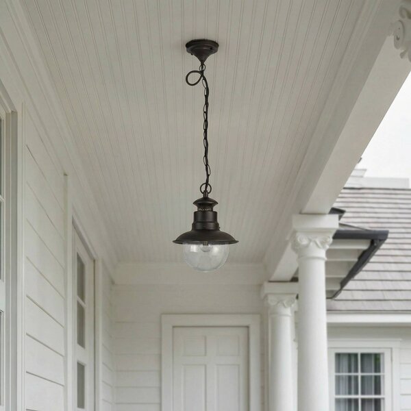 Lampa wisząca zewnętrzna Lindby Eddie, rdza, metal, IP44, E27 Eddie Lindby, możliwość ściemniania, brązowy / rdzawy, dworkowy / rustykalny